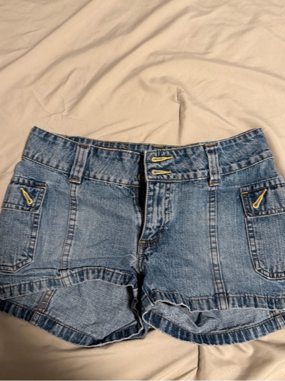 Lee Light Blue Denim Women's Shorts with Yellow Stitch Accents